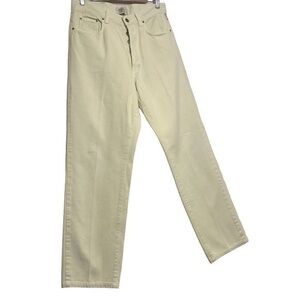 Versace 90s Y2K Designer Light Yellow High Waisted Button-up Medusa Jeans Sz 14